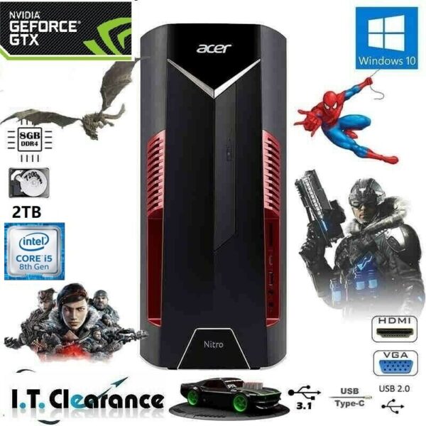 GAMING ACER NITRO N50-600 i7 -9700 3.0GHZ 16GB 512 SSD+2TB GTX1060 6GB WIN11